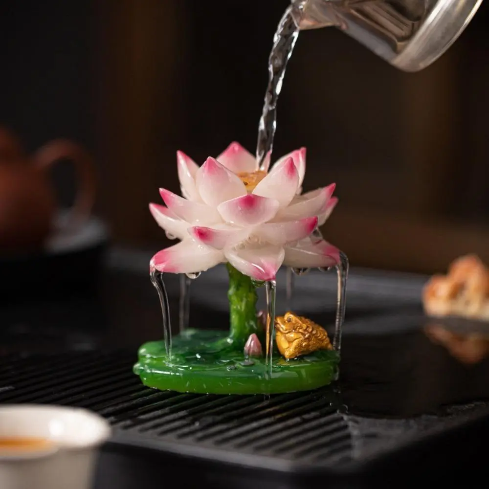 Heat-Activated Color Changing Lotus Golden Toad Zisha Tea Pet, Cultivable Creative Tea Play Figurine, Premium Decor Accessory For Kung Fu Tea Tray And Tea Table Layout