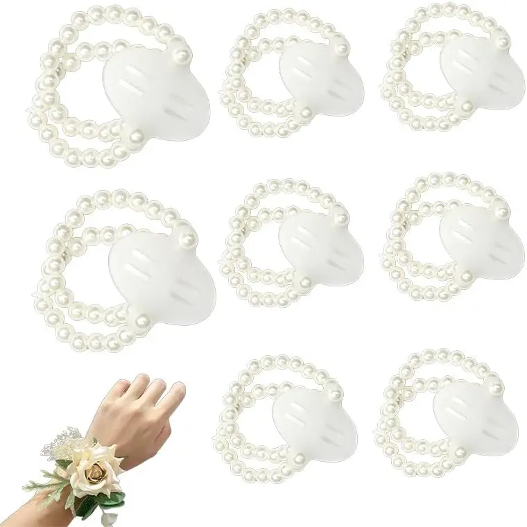 8 count Corsage Wristlet Band Elastic  Corsage Wristlet Bands, Stretch Wrist Corsage Bracelets for Women, DIY  Flower Accessories for Wedding Prom Graduation Party Decorations