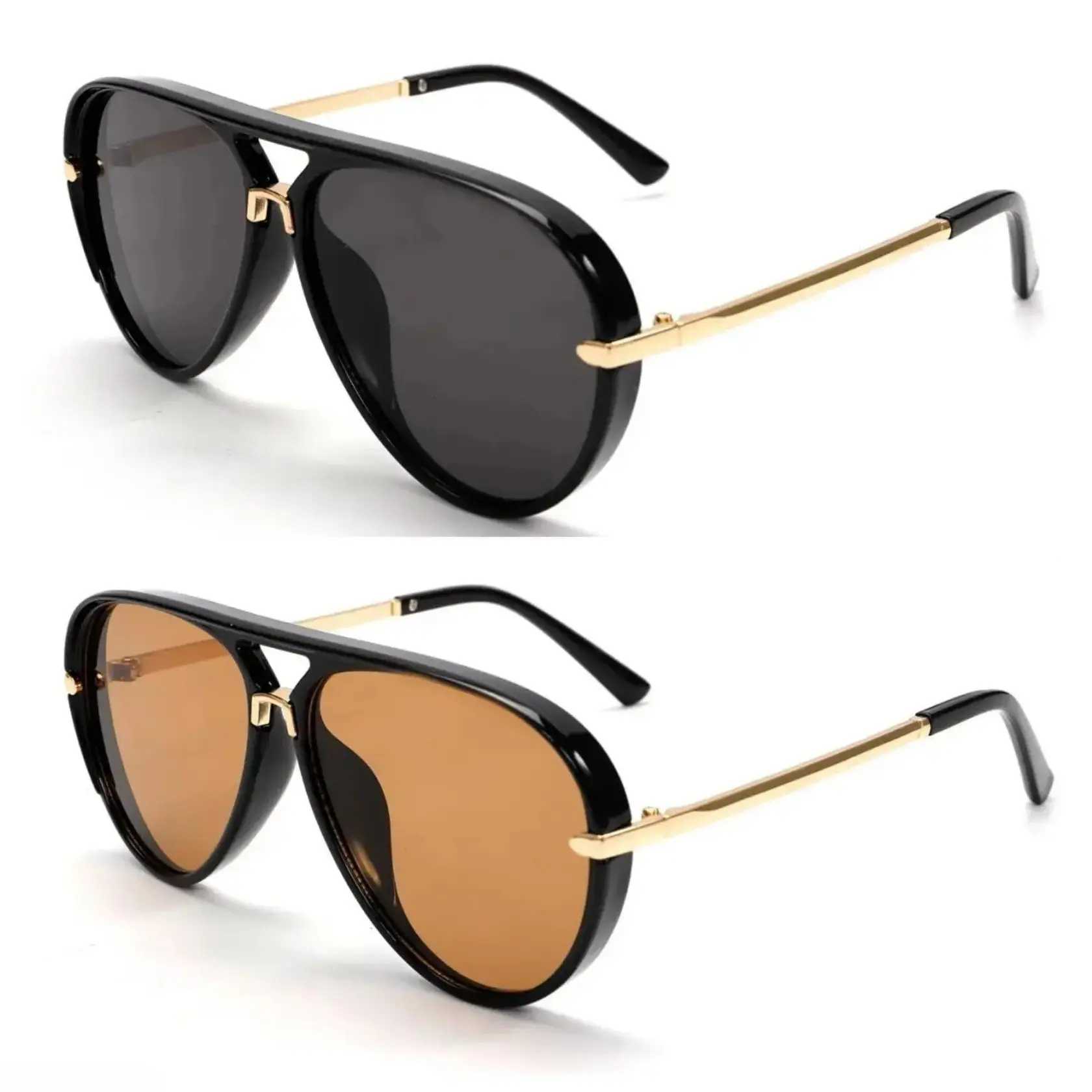 Retro Aviator Sunglasses for Women, Multi-Color Gradient Lens Fashion Shades, Trendy Street Style Eyewear with Summer Vibes, Lightweight Outdoor Accessory, Ideal For Beach Trips, Vacations, Casual Daily Wear & Summer Outfit Matching sohochic
