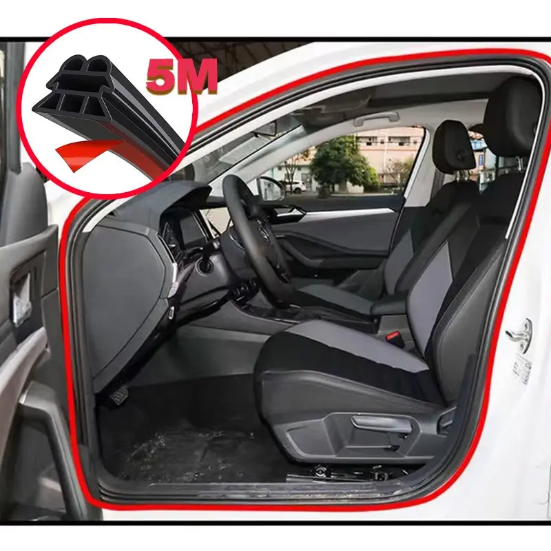 5m Thickened Car Rubber Seal Strip, Universal Automotive Body Gap Filler, Waterproof Noise Reduction Insulation, Car Door Sealing Protection Accessory