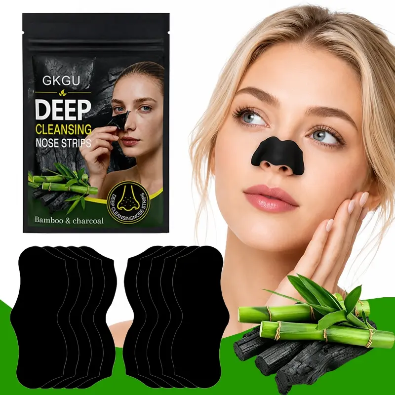 26pcs Bamboo Charcoal Nose Patch - Blackhead Removal, Deep Pore Cleaning Patch for Men and Women, Clearing and Purifying T-Zone, Tear off Oil Control Nose Patch