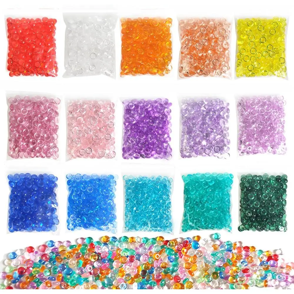 15 Packs 7 mm   Fish Bowl  Beads,2800 pcs | Colorful Vase Filler,Makeup Brush, Candle Holder Decoration,Plastic Slushy Balls Crunchy Fishballs Kit for DIY Arts Crafts