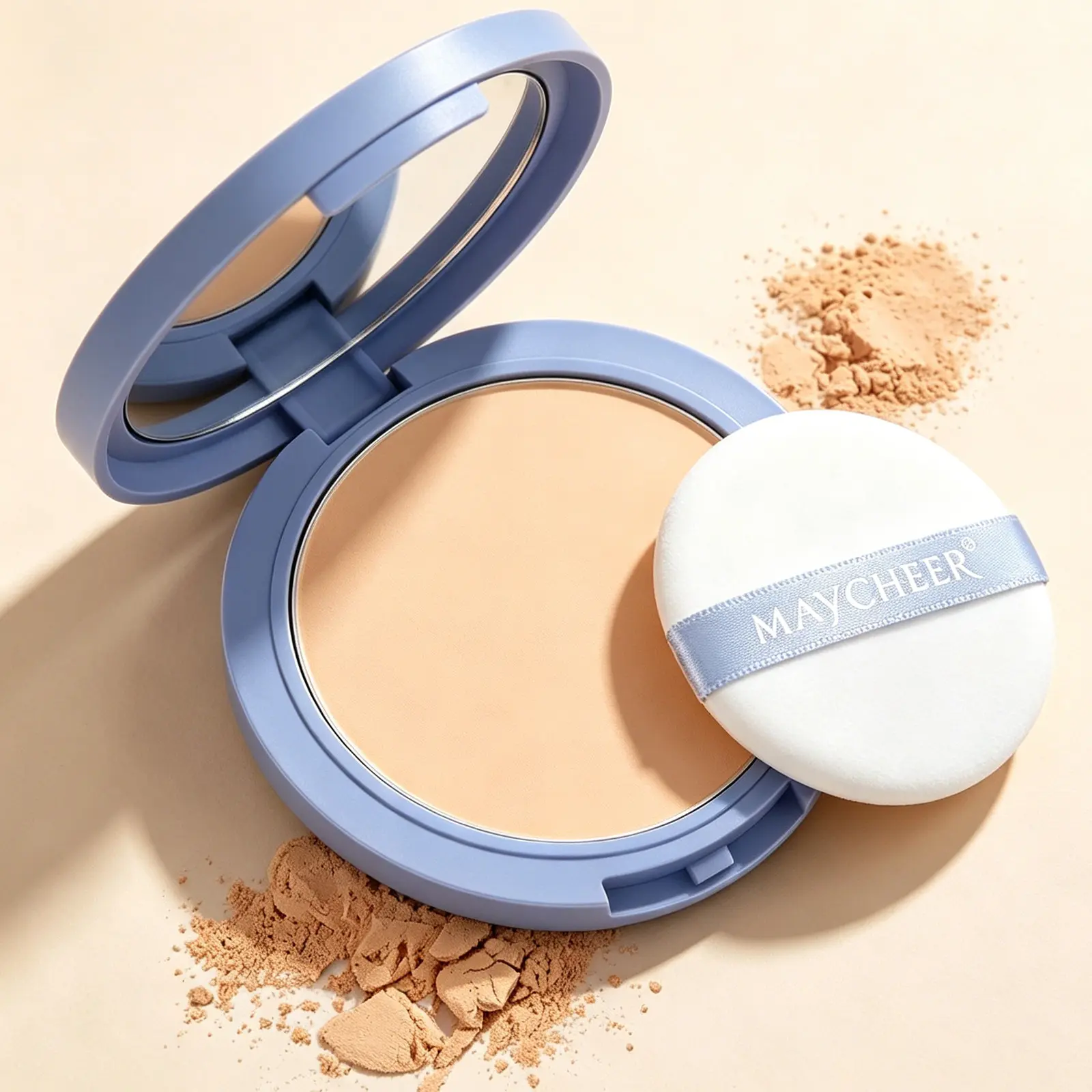 MAYCHEER Matte Pore Blurring Pressed Powder, Flawless Blur Setting Powder, Long Lasting Oil Control Face Powder, Waterproof Sweatproof Matte Finish, All Day Wear Makeup Cosmetics, Portable Touch Up Tool, Absorbs Oil
