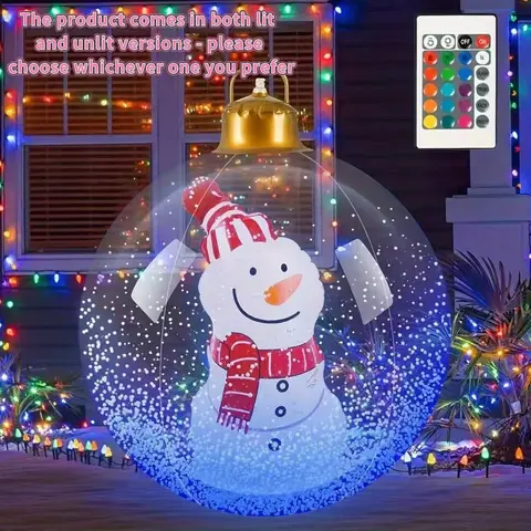 24-Inch LED Christmas Ball, Outdoor Inflatable Decor, Festive Home Decoration, PVC Balloon for Garden, Porch, Holiday Decoration, Winter Wonderland Theme