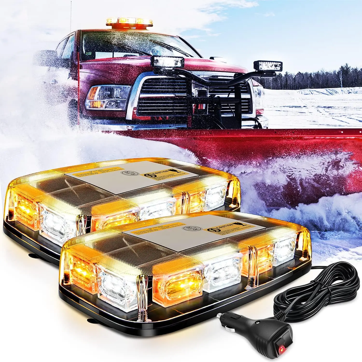 Nilight 12-Inch Roof Top Strobe Light Kit, 48-LED 12V-24V Safety Flashing Bar with Magnetic Mount, for Cars, Trucks to Boost Visibility