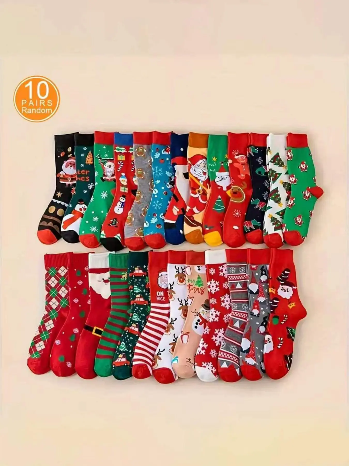 6/10 Pairs Random Christmas Cartoon Fashion Comfortable Casual Mid-Calf Socks, Stylish and Cozy Footwear for Festive Season