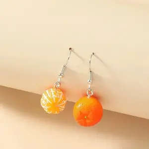 Acrylic Fruit Drop Dangle Earrings for Teenagers Funny Orange Ear Rings Jewelry Gift for Women