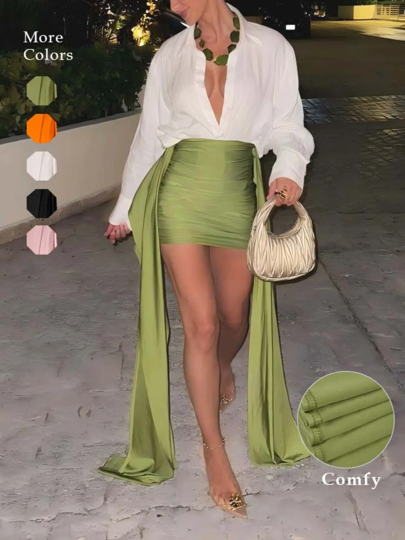 Sexy Bodycon Fit Skirt with Draped Panels, High Waist Ruched Skirt, Ideal for Parties & Evening Clubs, Trendy Night Out Wear, Aesthetic Bottoms, Fashionable Skirt, Womenswear
