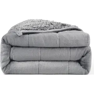 Ultra-Soft Weighted Blanket 15 lbs for Adults, Plush Sherpa Fleece Reversible Weighted Throw Comfort for Relaxation & Cozy Evenings, Hug-Like Security, Evenly Distributed, W60 x L80, Grey