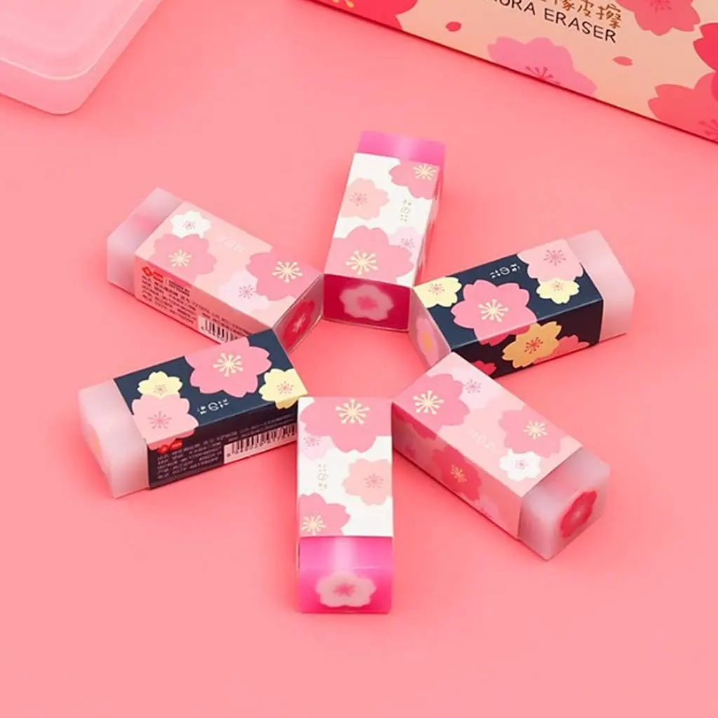 3 count  Lovely Cherry Blossoms Rubber Erasers  Petal Sketch Painting Pencil Correction Tool School Office Stationery  Standard Pencil Erasers Correction Products