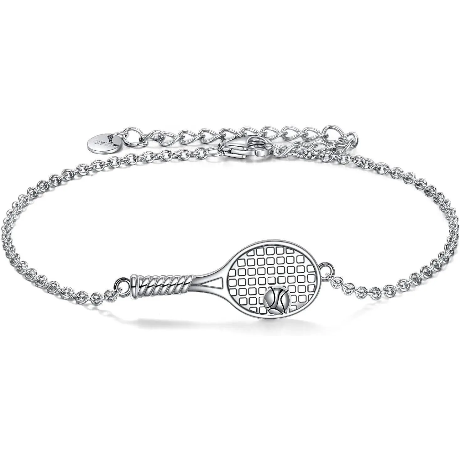 Sterling Silver Tennis Racket Motif Bracelets for Tennis Lovers, Funky Look Fashion Accessories for Casual Wear