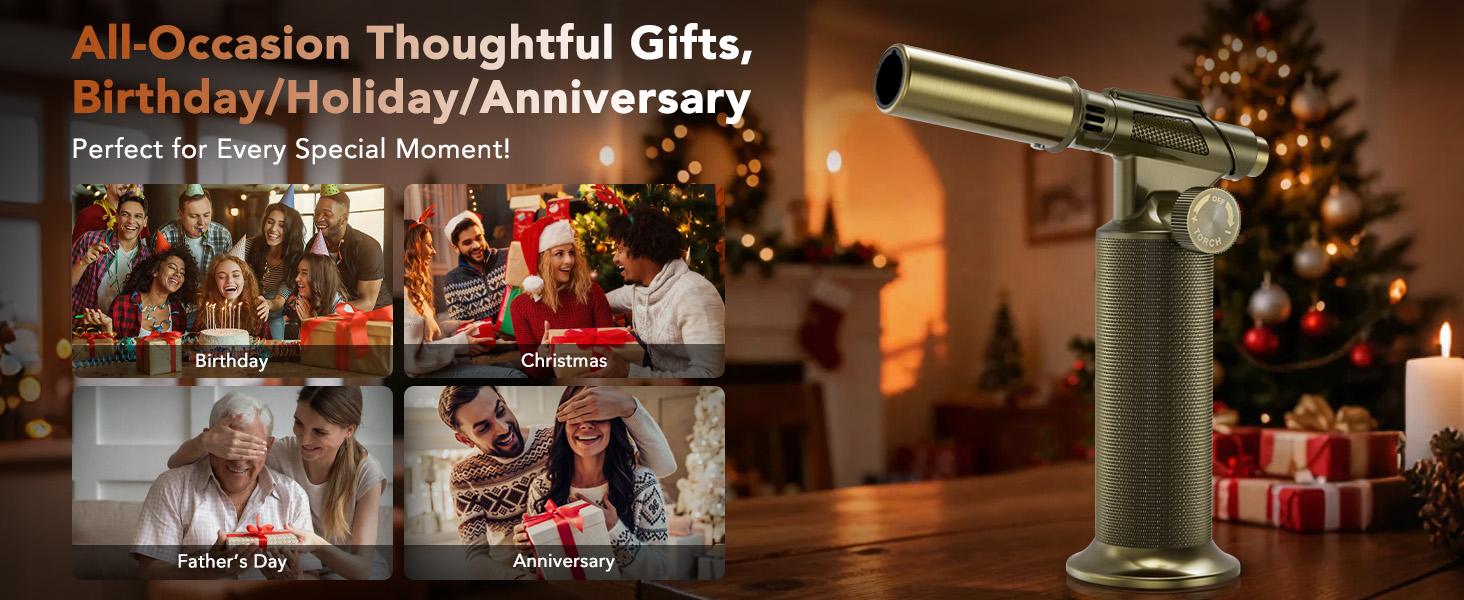 Butane,, Waterproof and Windproof Blow, Refillable & Lighter for Baking, Cooking, (Butane Gas not Included)