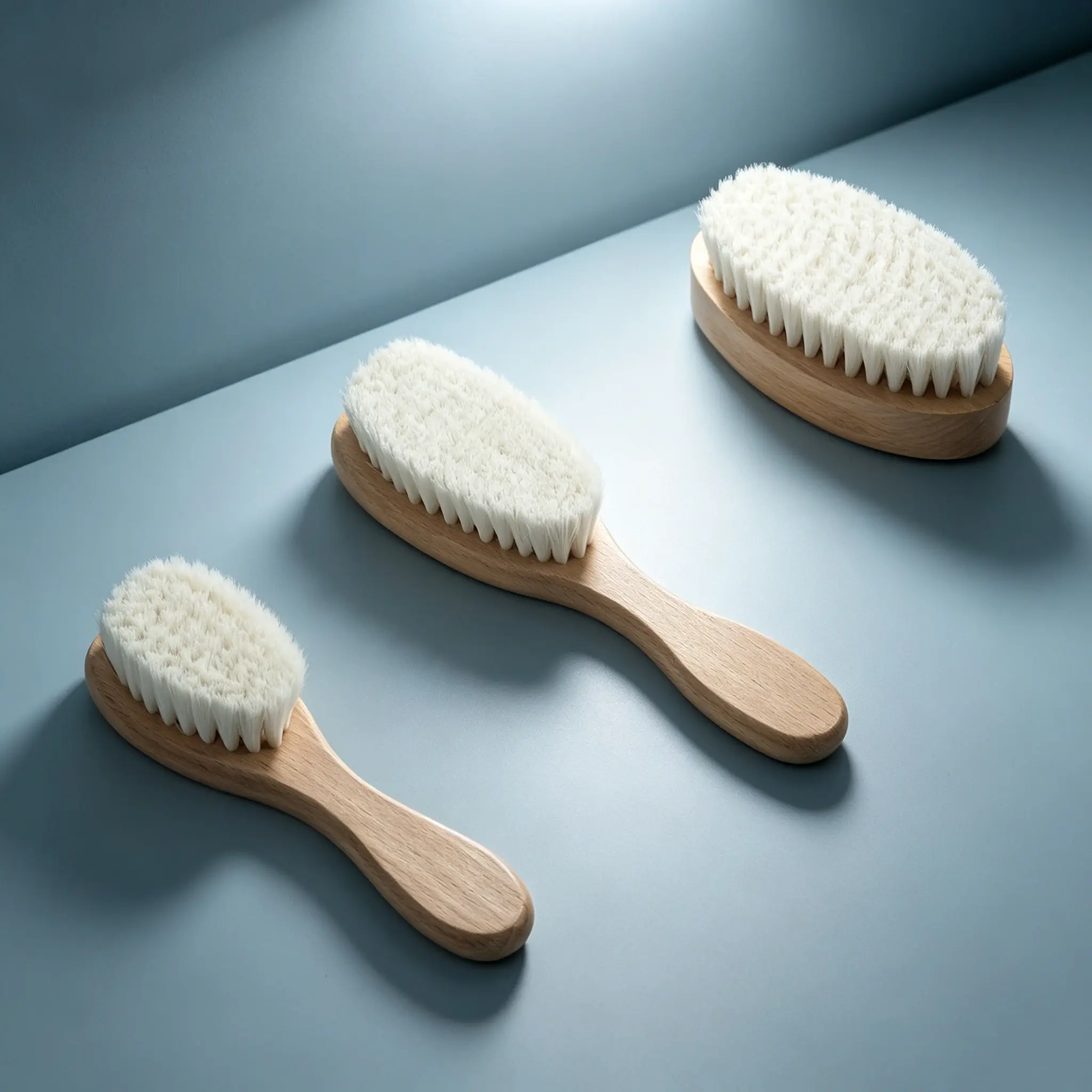 Natural Wooden Handle Soft Wool Bristle Hair Brush Gentle Scalp Massage Detangling Styling Comb Daily Hair Grooming Tool For All Hair Types