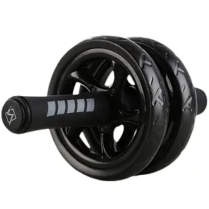 Abdominal exercise roller, stable dual-wheel abdominal roller with knee pad, easy to assemble, non-slip foam handle, abdominal exercise equipment for core strength training, unisex silent home gym exercise roller