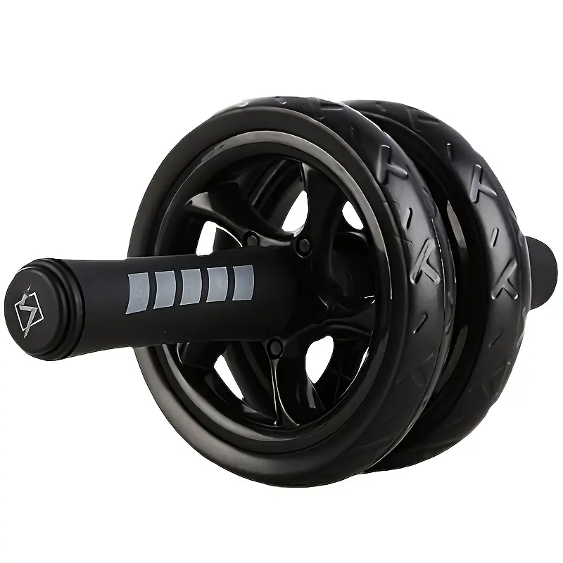 Abdominal exercise roller, stable dual-wheel abdominal roller with knee pad, easy to assemble, non-slip foam handle, abdominal exercise equipment for core strength training, unisex silent home gym exercise roller