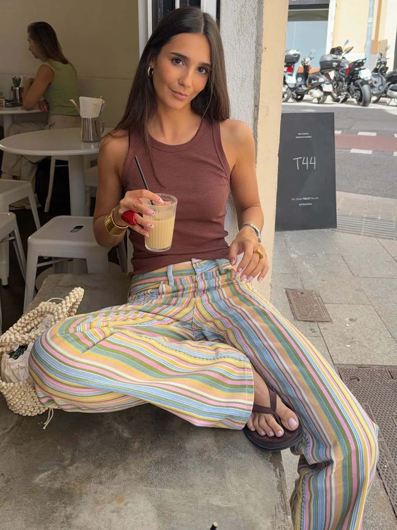 Women's Pants Rainbow Striped Low-Rise Wide Leg Jeans Pastel Multicolor Stripes Relaxed Wide-Leg Pants Button Summer Streetwear Clothing Festival Outfits Casual Daily Summer Pants Bottoms Casual Trousers