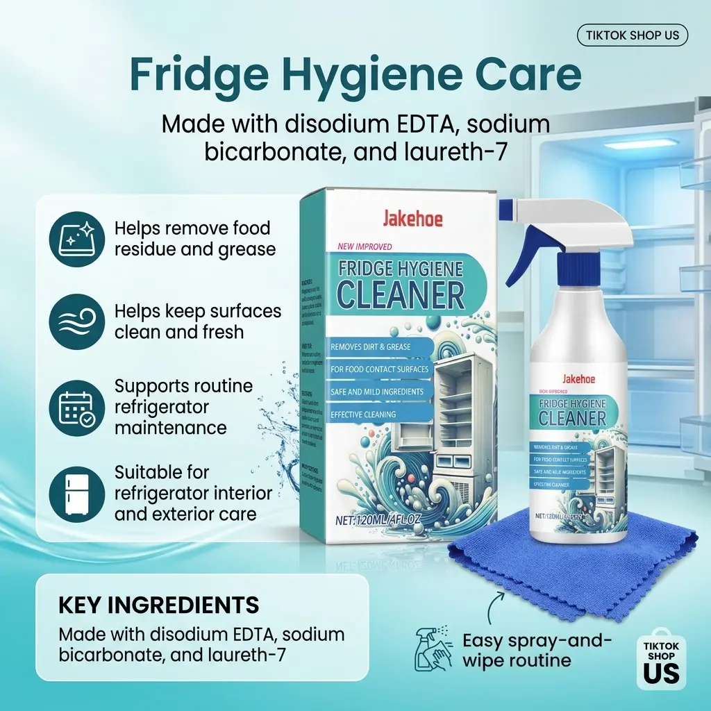 Household Refrigerator Cleaner Spray Bottle - Multi-Purpose Kitchen Care Solution for Food Stains, Sticky Residue, Grease Marks, Dirt, Grime, Odor, Mold; Safe for Freezers, Shelves, Drawers, Door Seals, Kitchen Appliance Surfaces for Daily Cleaning