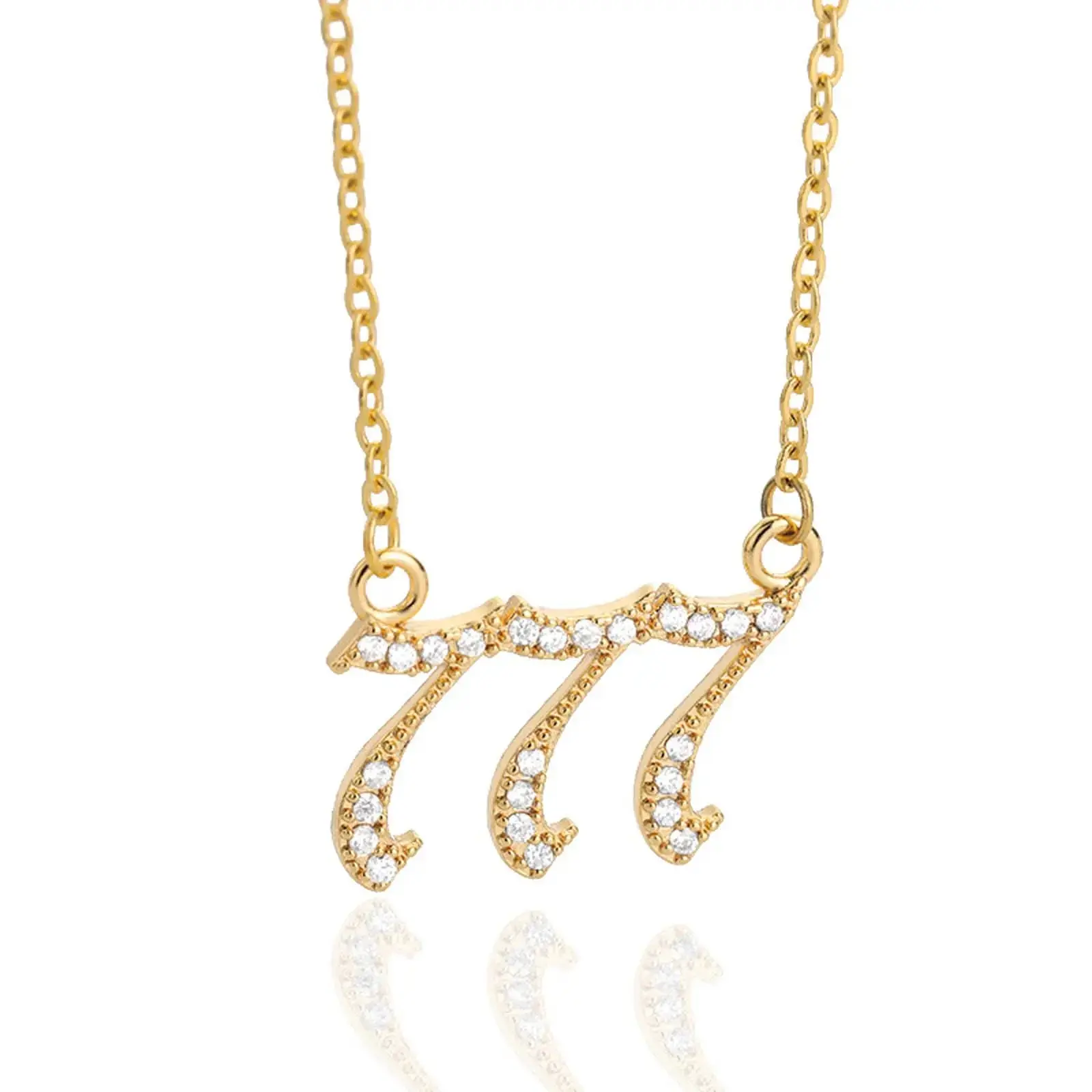 Zircon number necklace angel 111-999 necklace men and women couples old English clavicle chain birthday anniversary gift