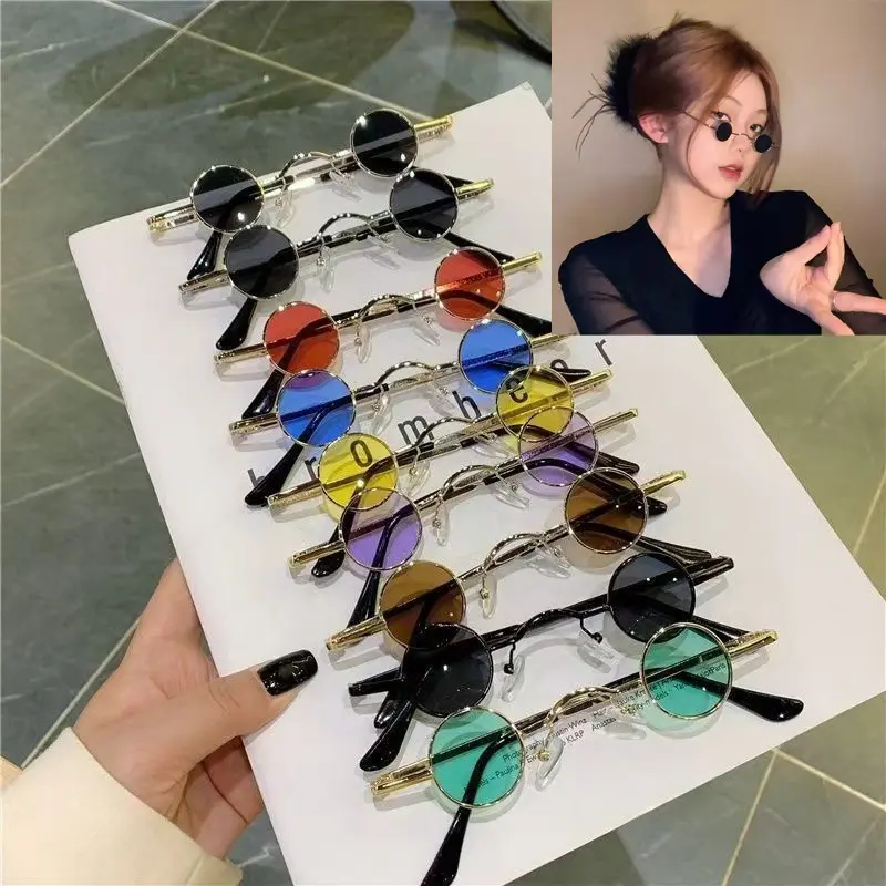 Unisex Ultra‑Small Round Metal Frame Sunglasses, Retro British Prince‑Style Punk Hip‑Hop Vintage Circular Shades