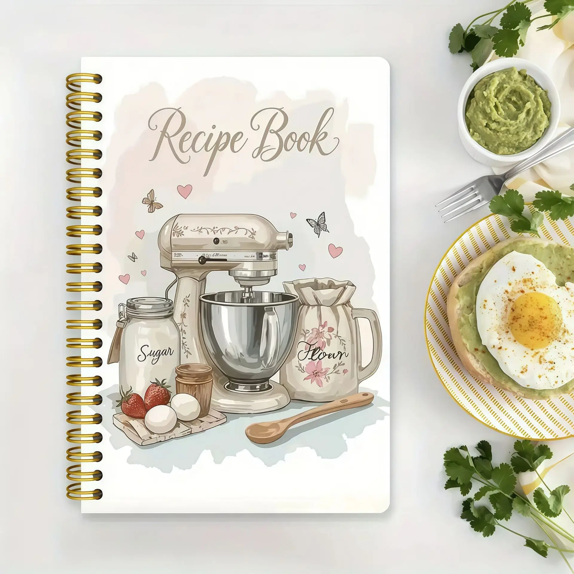 Twin-Wire Spiral Home Recipe Planner Notebook, Coil Bound Cooking Diary & Meal Organizer Journal, Practical Kitchen Stationery Gift for Home Chefs & Cooking Lovers