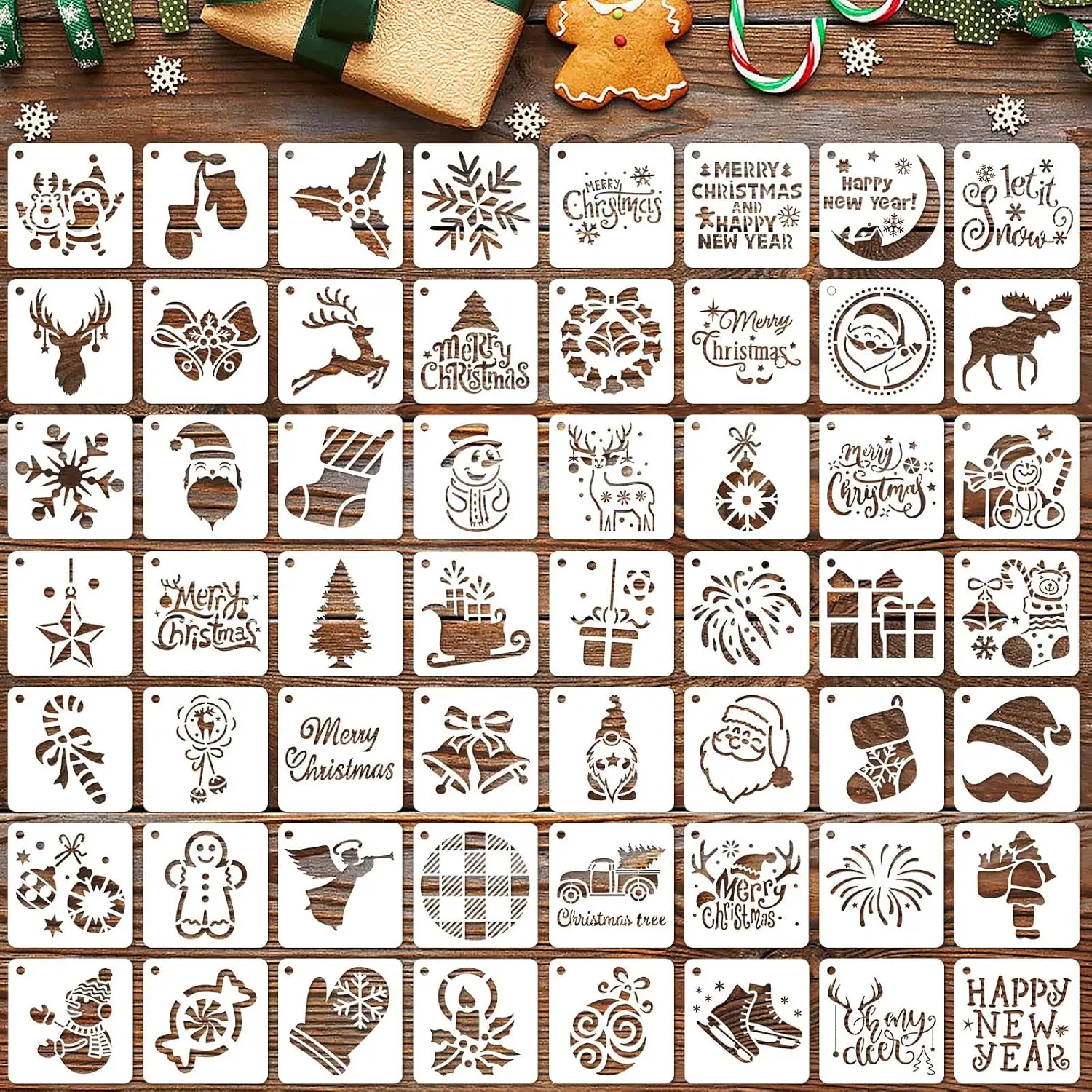 56 Pack 3 Inch Christmas Stencils, Dot Painting Holiday Templates |  Design, Rock Painting Art Crafts, Scrapbooking Wall Floor Decor, DIY Drawing Projects