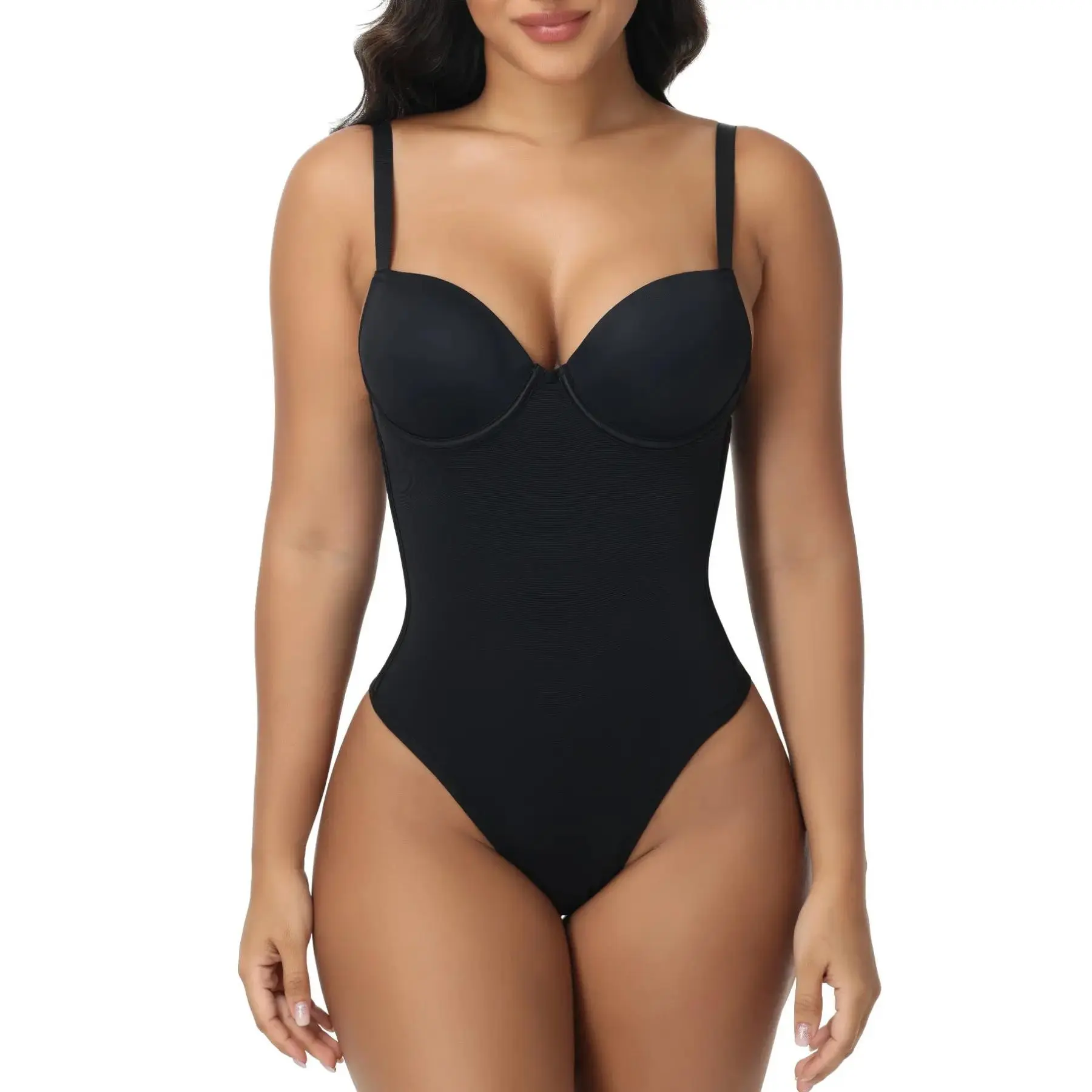 Women's Columbia High Body Shaping Compression Shapewear Bodysuit Bra, Seamless Triangle Waist Control, Adjustable Straps, Fashion Back Tie, Bone Sculpture, Stretchy Bodysuit Womenswear