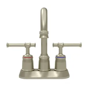 4 Inch Centerset Bathroom Faucet with Pop-Up Drain, Dual Handle 360° Swivel Spout Sink Faucet, Brushed Nickel, Model 4107, Fits 2 or 3 Hole Sinks