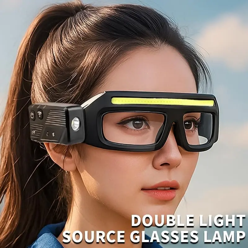 LED Glasses Rechargeable Headlight with Motion Sensor and Touch Control, 5 Modes USB C Lighted Glasses for Night Running,Camping, Fishing, Cycling, Hiking, Hands-Free Lighting