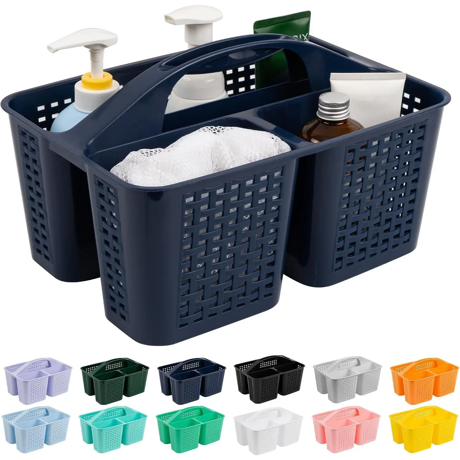 Portable Shower Caddy, Caddy Organizer with Handle, Plastic Shower Basket Hold Soap, Shampoo, Hair Supplies and Beauty Products, Cleaning Supplies Organizer for Home, Dorm, Shelf and Cabinet
