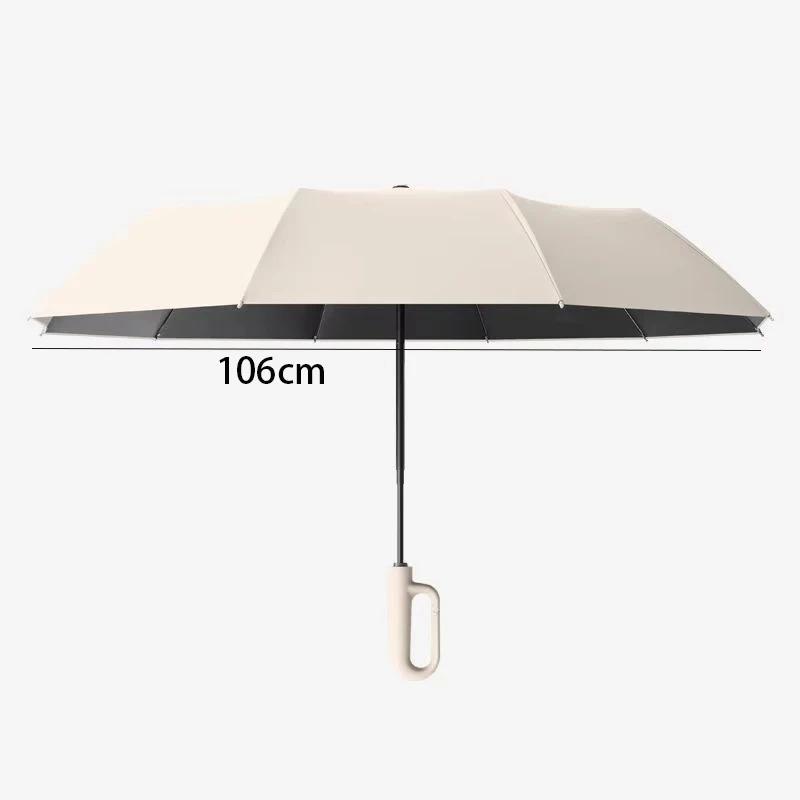 10-Rib Windproof Automatic Folding Umbrella with Loop Handle, Compact Fold, UPF50+ Sun & Rain Protection, Portable Compact Umbrella, Stylish Design, Suitable for Both Men and Women.