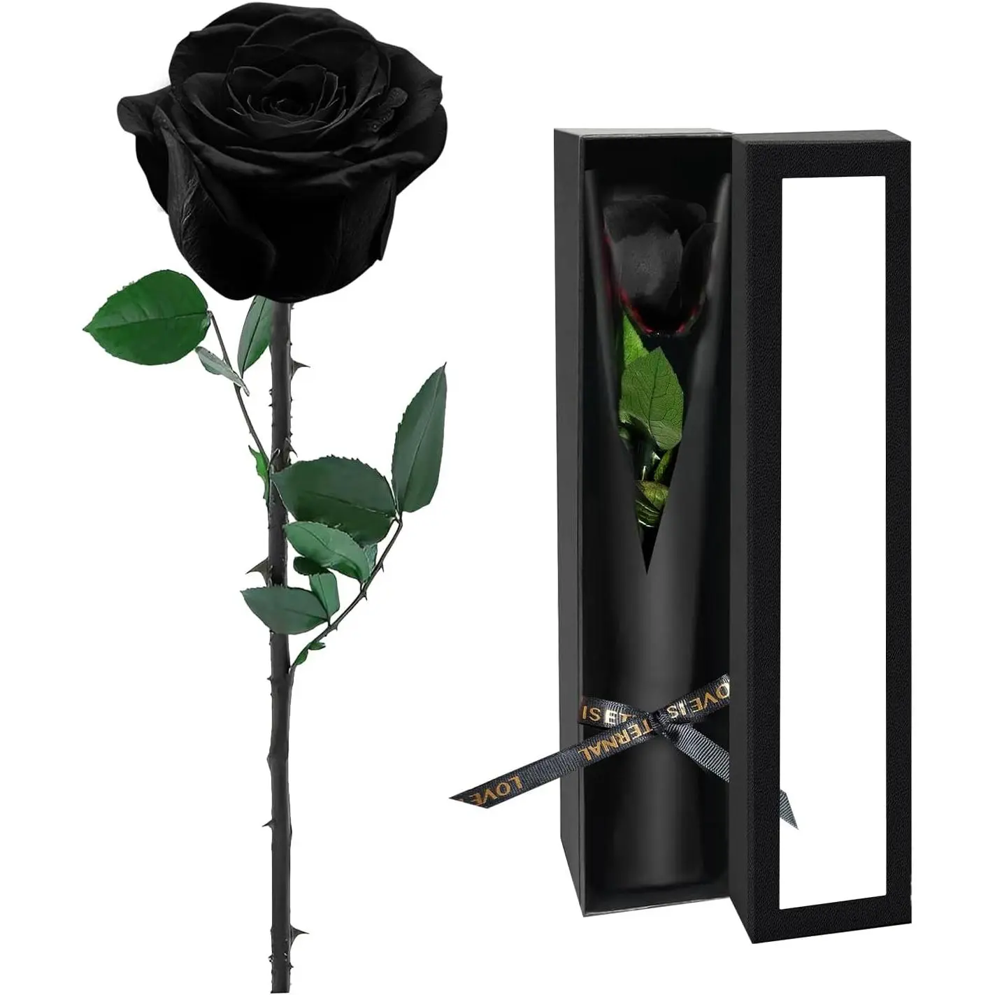 Preserved  for Delivery,Black Rose Bouquets That Last 5 ,Birthday  Gifts for Women Mom Grandma Wife , Day Roses ,Romantic Floral for Anniversary or Valentine’s Day