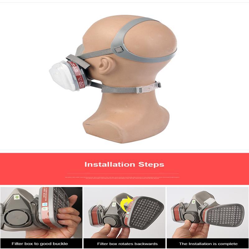 6200 Gas Mask with 6001 Filters, Respirator for Nuclear and Chemical Protection, Ideal for Painting, Dust, Organic Vapors