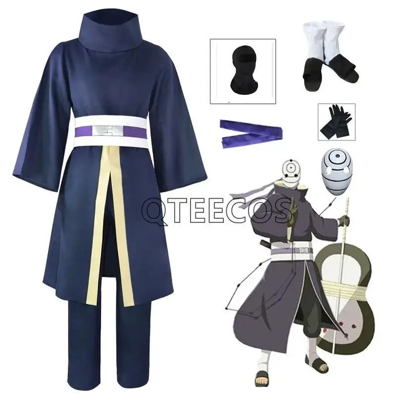 Bilibili Anime Tobi Uchiha Obito Cosplay Costume & Mask, Adult Outfit for Carnival Halloween Parties (Home Decor Collectible Accessory), Costume And Mask