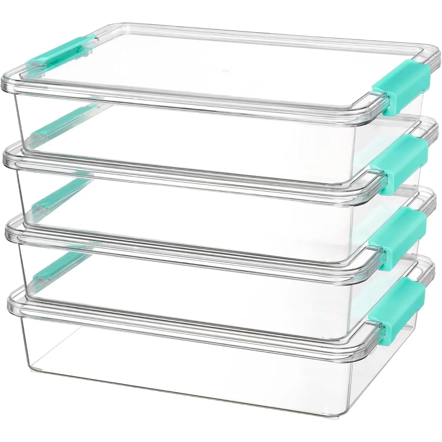 4 Pack 6 Qt Plastic Storage Bins with Lids, Clear Sensory Bins| Stackable Containers for Organizing School & Office Supplies, Arts & Crafts Organizers and Storage for Home, Craft Room