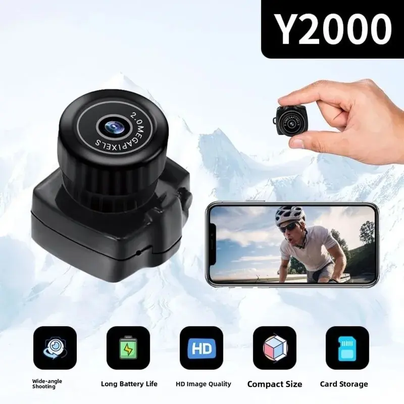 Security Secret Camera Audio Recorder Tiny Mini Camera Video DVR Mini Camera for DV Black Y2000 Mini Camcorder Travel