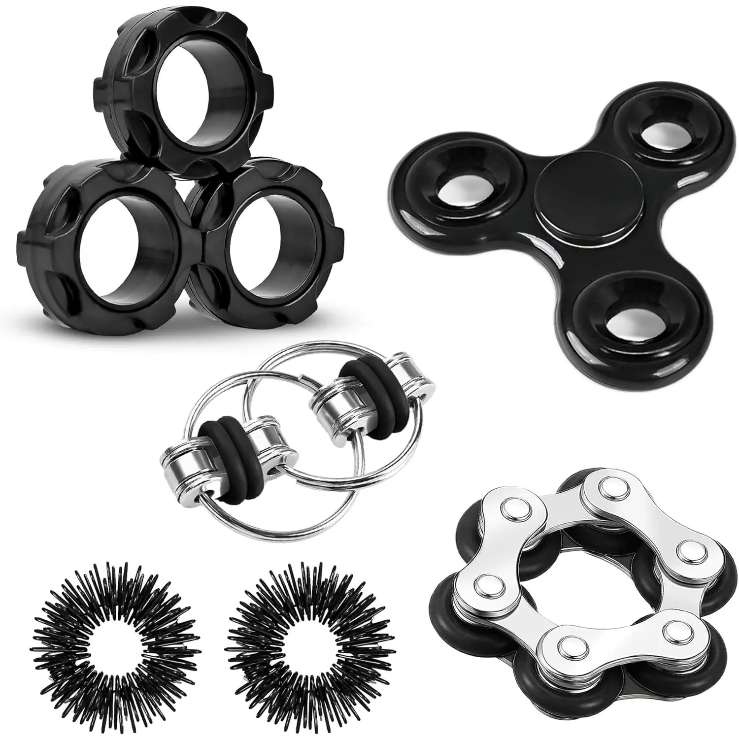 Fidget Toys Adults Pack Metal Fidgets for Classroom Cool Gadget Desk Toys for Teens Figette Spinner Figits Ring ADHD Autism Must Have for Teen Boy Stress Anxiety Relief Toy Christmas Stocking Stuffersfidget toys