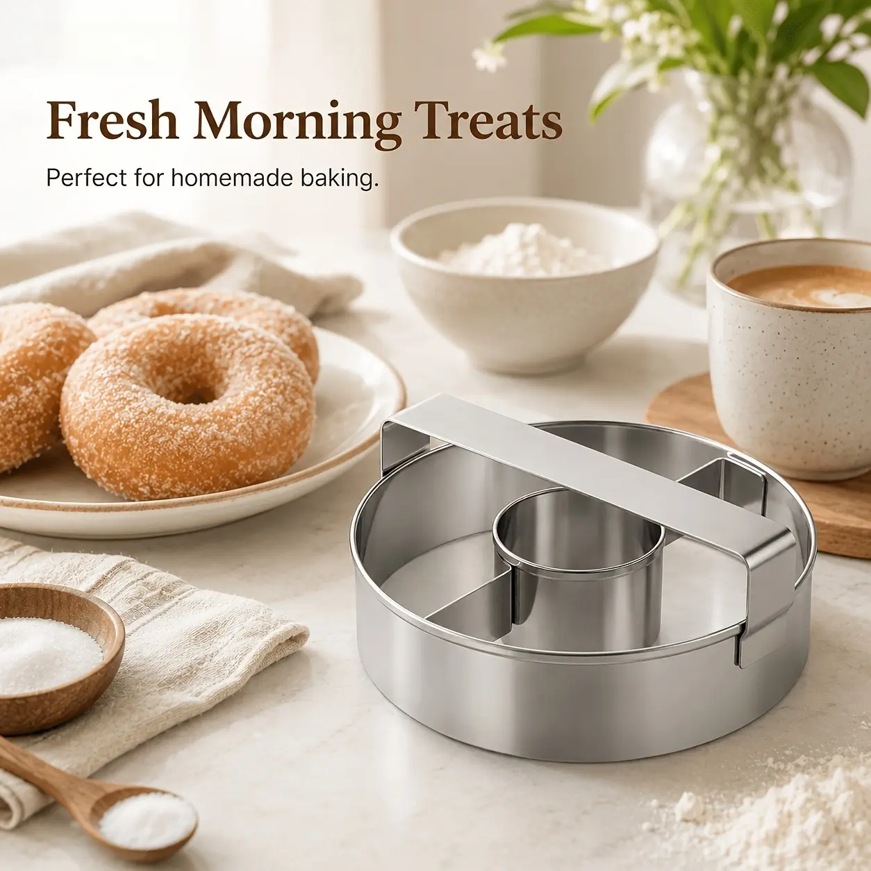 Donut Cutter for Donut Making, Cookie Baking, and Bread Cutting   Ideal for Home Baking & DIY Baking   Multi-functional Cookie Mold – Durable Baking & Decorating Mold – Rustproof – Easy to Clean - Baking Tool