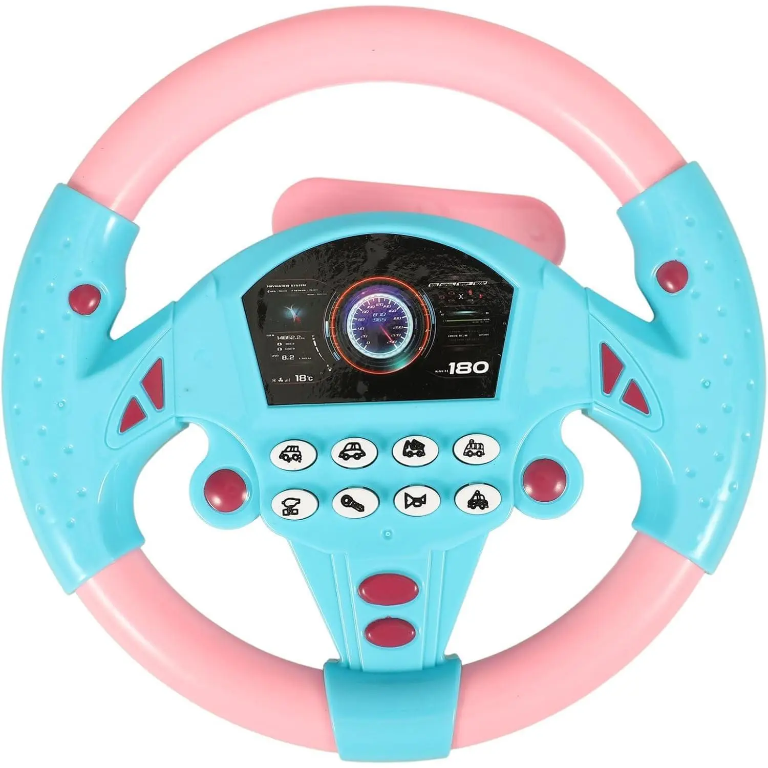2PCS Simulated Driving Racing Car Game Toy,Steering Wheel Toy , Driving Controller Early Education Pretend Driving Steering Wheel with Light Music , Gifts For Son &Daughter ,Stroller Attachment,Toddler for Car Seat