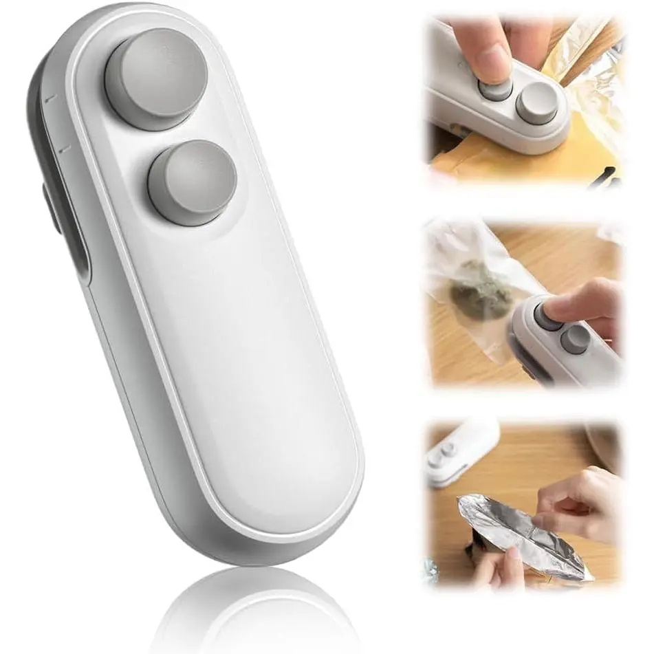 2-in-1 Small Compact Rechargeable Plastic Mini Snack Bag Sealing Machine, Airtight Seal for Snacks & Coffee Packaging, Kitchen Preservation Vacuum Sealer for Sealing Bags