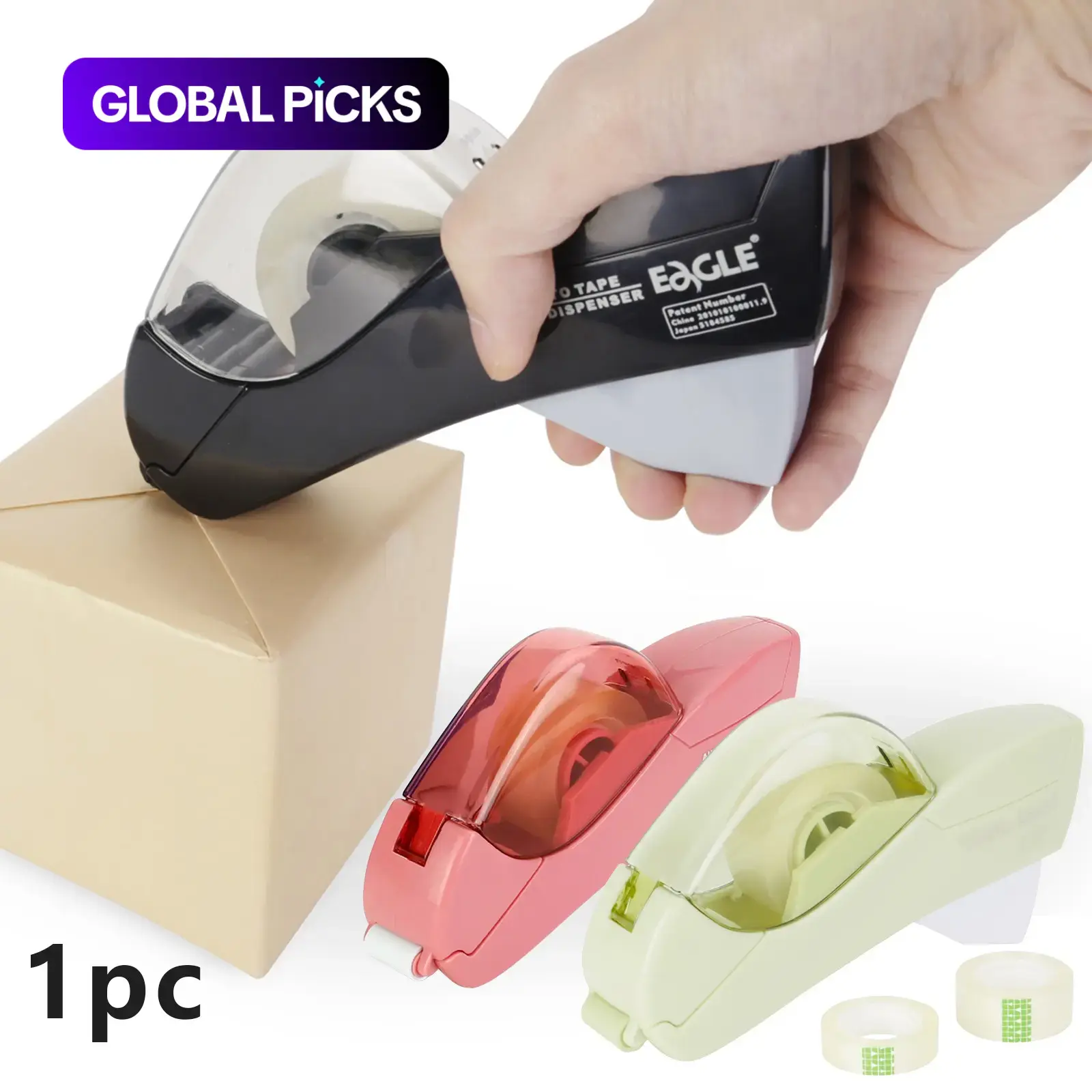 Handheld Tape Dispenser with 2 Rolls, Automatic Packaging Tape Machine, Single Hand Operation, Abs Material, Suitable for 1/2, 3/4 Inch Tape #GLOBAL PICKS