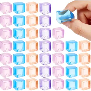 50 Pcs Mini Ice Cube Stress Balls Fidget Toys 0.7 Inch Squeeze Square Ball Stress Relief Sensory Cube Balls for Party Favors Gifts, 4 Colorsfidget toys
