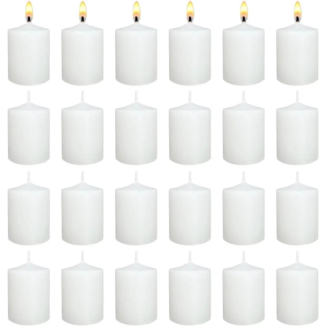 White Votive Candles Long  Time Unscented Candles Votives Bulk Pack of 24 Small Pillar Candles