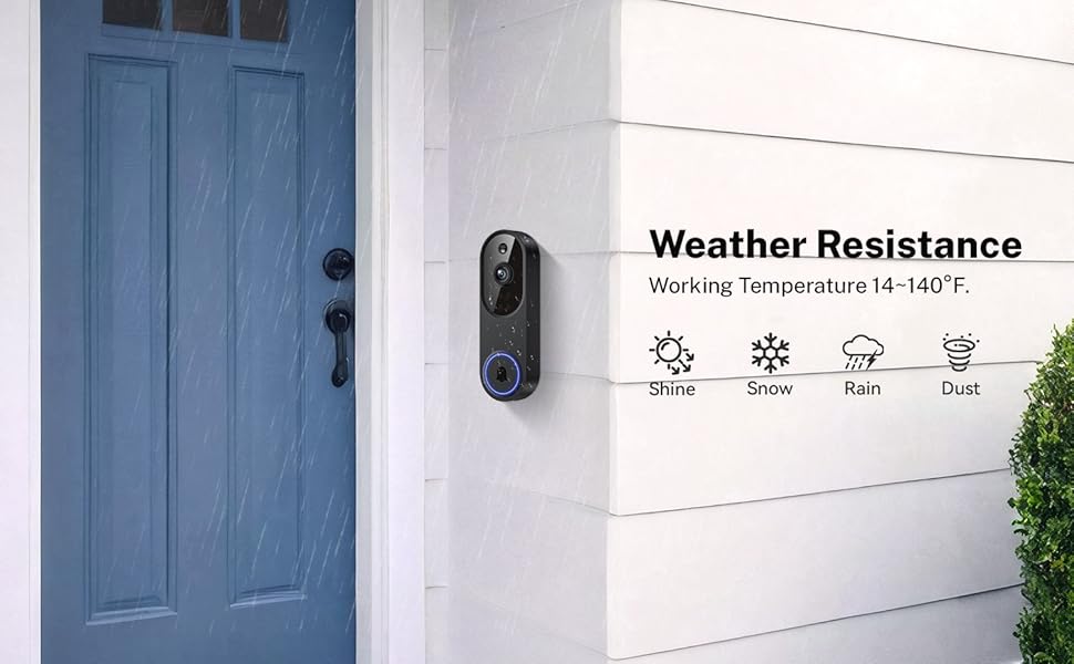 1080p Wireless Wi-Fi Video Doorbell Camera with Two Way Audio, Night Vision, Cloud Storage, Smart AI Motion Detection, Support 2.4GHz Wi-Fi only