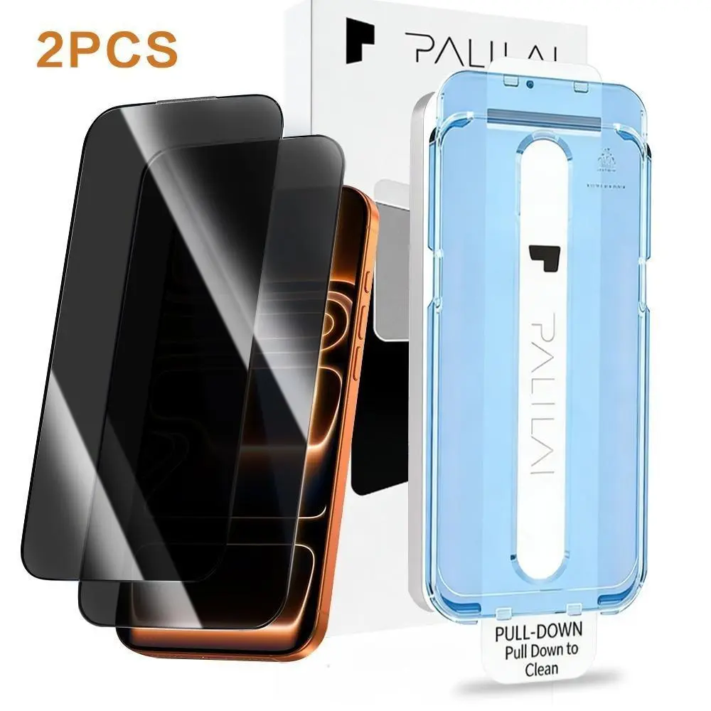 2-Pack Privacy Screen Protector for iPhone 17/16/15/14/13 Pro Max/Plus/Air/E - Full Coverage 28° Anti-Spy Tempered Glass, 9H Hardness, Bubble-Free Installation