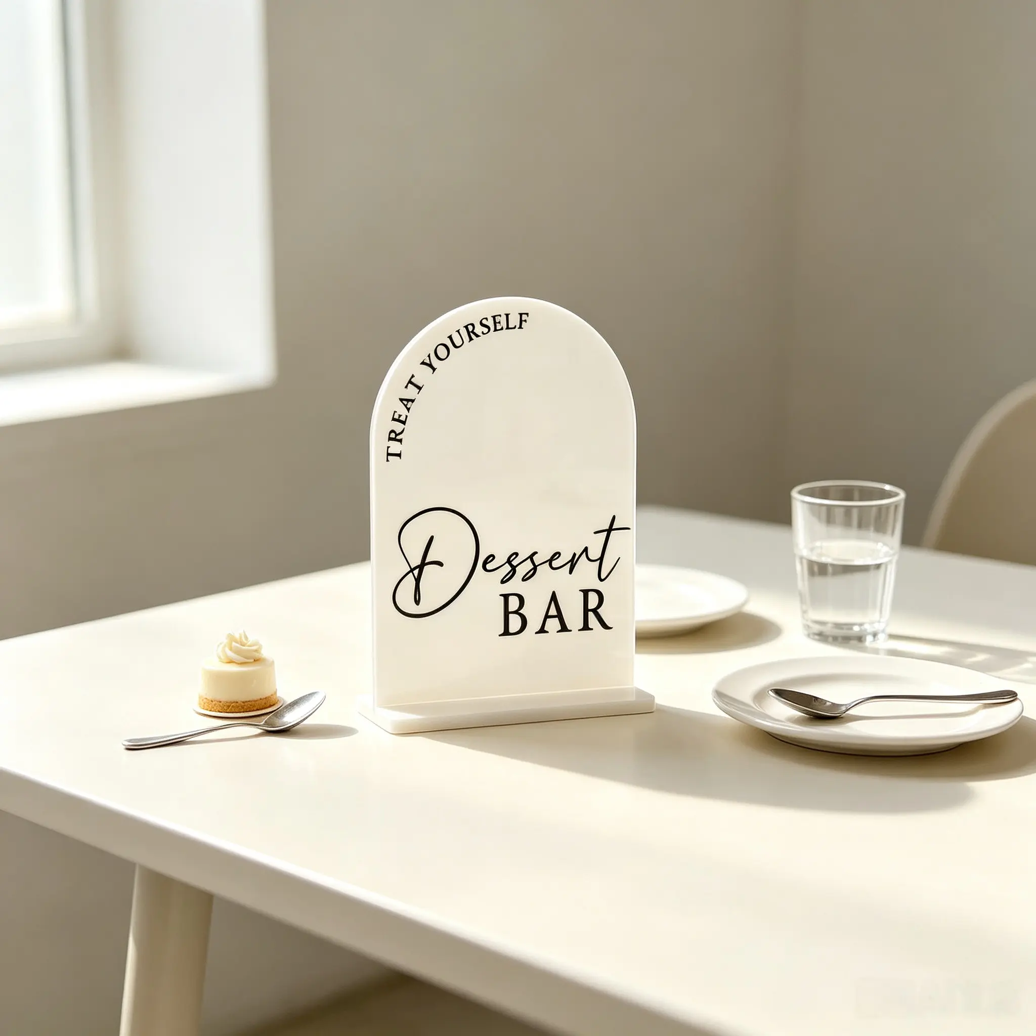6 Piece Set Modern Acrylic Sign, Elegant Arched Design with Letters, Home Office Party Holiday Decor, Bar Counter Decoration