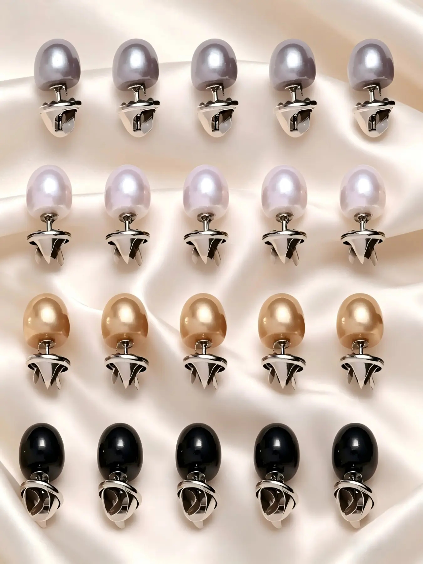 20 Pcs 4 Colors Black White Gray Champagne Faux Pearl Anti-exposure Brooch Pins Elegant Decorative Safety Clasp Hot Sale for Women Shirt Dress Collar Accessory
