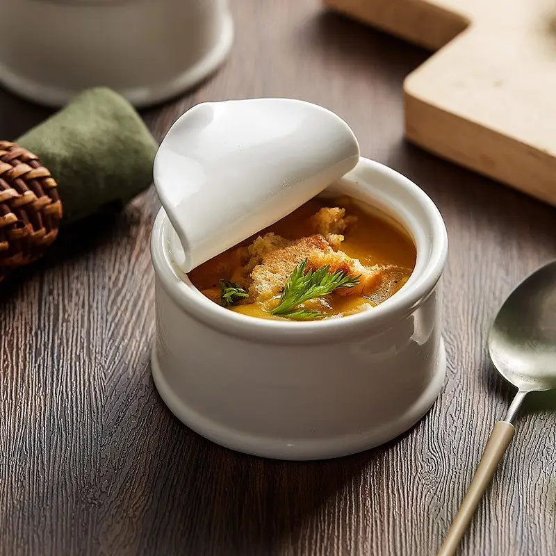 Creative Ceramic Dessert Bowl, Hotel Restaurant Special Small Stew Pot, Sauce Dish, Pudding Baking Bowl, Unique Tableware Set
