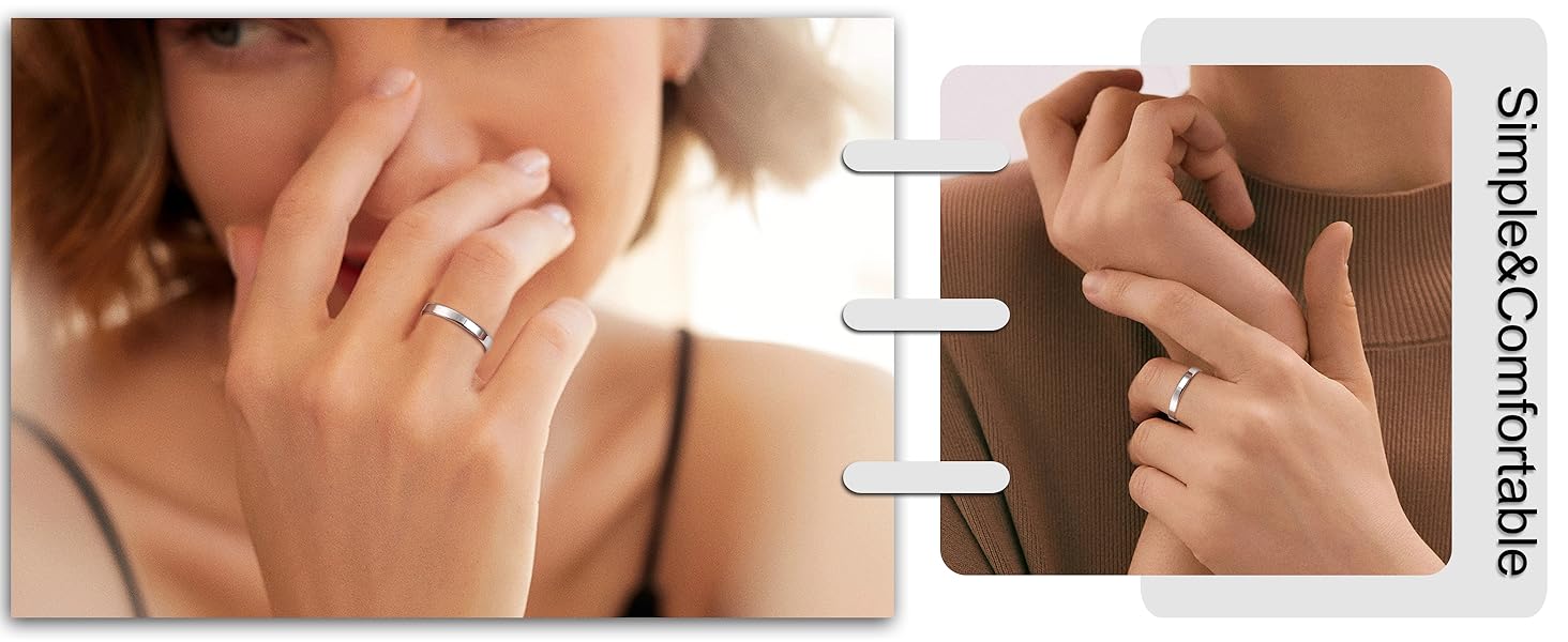 MILACOLATO 925 Sterling Silver Rings for Women Men Beveled Edge Plain Thumb Ring High Polish Wedding Band Ring Comfort Fit Size 6-11, 3mm 4mm 5mm 6mm