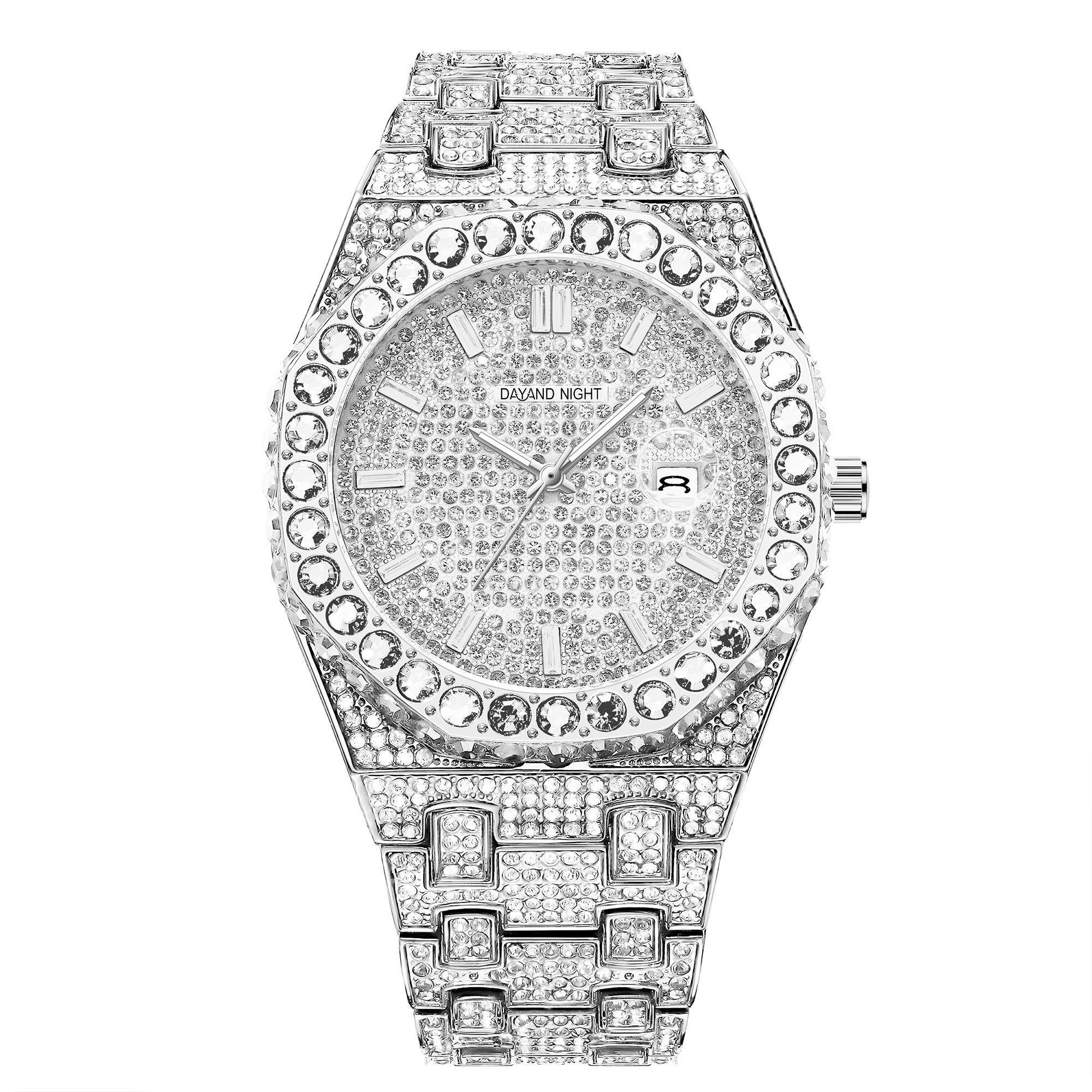 2026 Iced Out Full Pave Round Dial Watch! Sparkly Cubic Zirconia for Men & Women. Perfect Gift! watches for men. Date Night Essential! Stunning Iced Out Round Watch for Him & Her. A Gift They'll Adore.