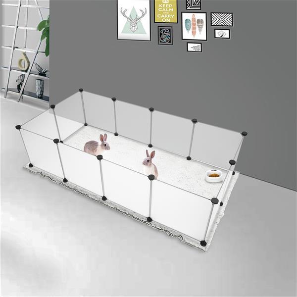 12 Panels Transparent Small Animals Playpen,28" x 56" x 14" Portable Pet Playpen,Plastic Enclosure,Puppy Play Pen for Indoors Outdoor Pet Fence for Guinea Pigs,Bunny,Ferrets,Hamsters,Hedgehogs
